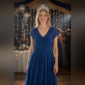 NWT David's Bridal Horizon Blue Mesh Dress Size 4